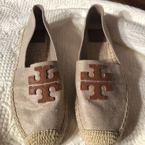 NWOT Tory Burch Ines Flat Leather Logo Espadrilles